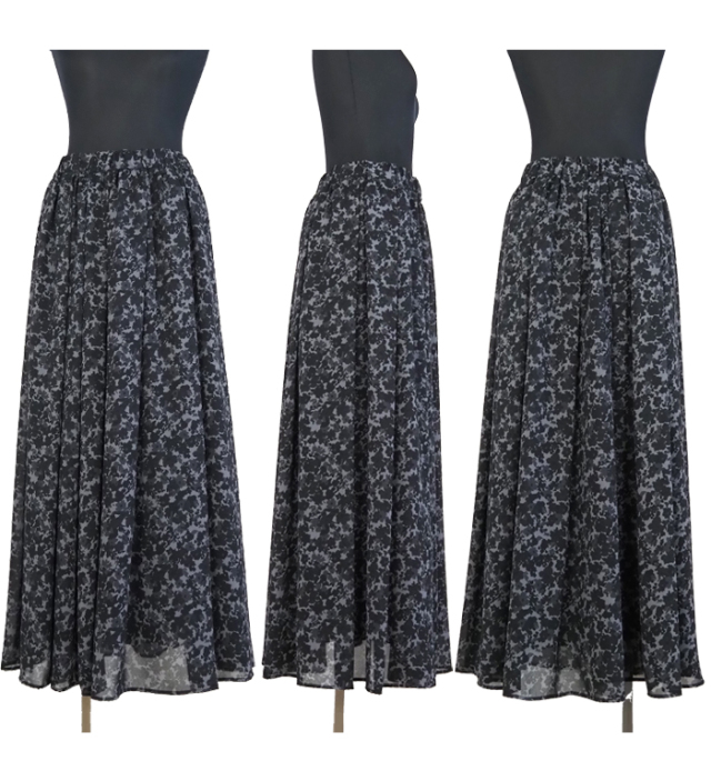 mizuiro ind ミズイロインド フラワープリントロングスカート ブラック系