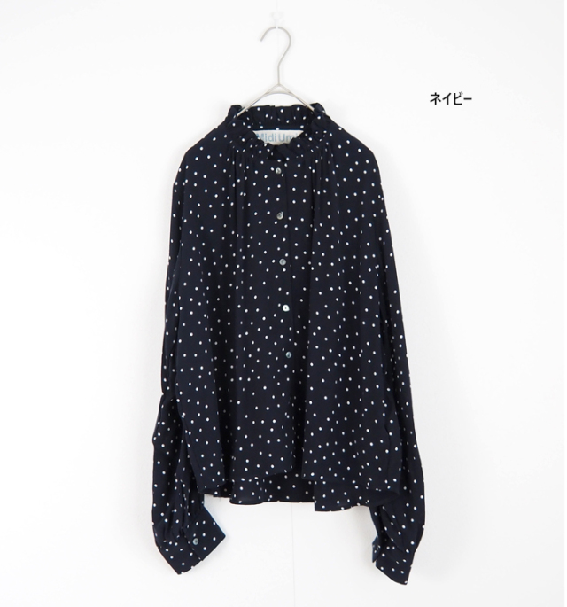 MidiUmi ミディウミ ドット柄フリルシャツ ipeker生地 レディース