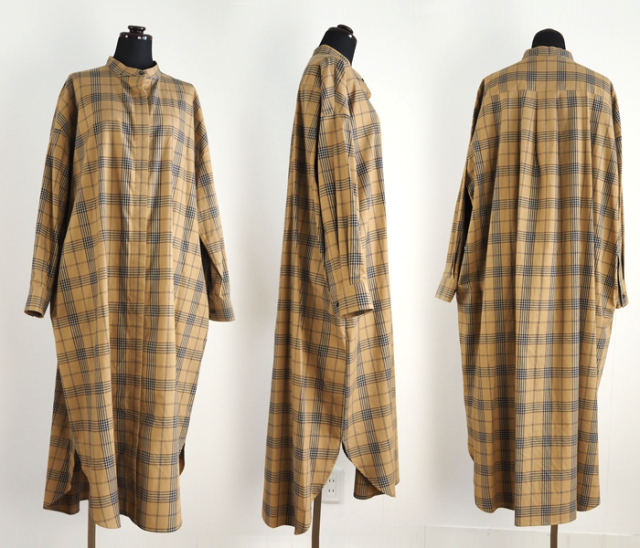 MidiUmi ミディウミ チェック柄ロングシャツワンピース レディース 