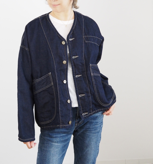 SYNANOGUES 53 シナノーグ Vネック デニムジャケット レディース