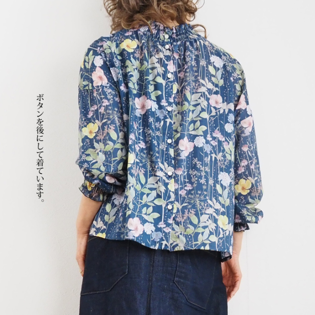 sosotto ソソット リバティプリント2wayシャーリングブラウス