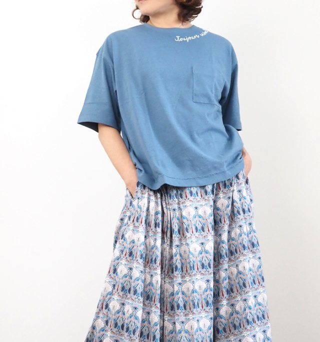 sosotto ソソット 半袖Tシャツ ポケ付き刺繍 クルーネック レディース