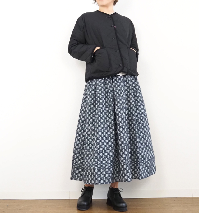sosotto ソソット ツタ柄タックギャザーロングスカート