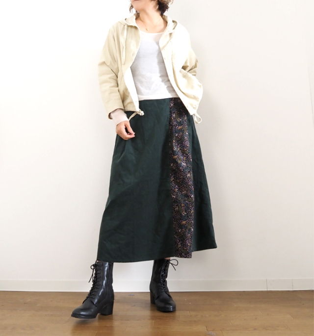 sosotto ソソット リバティプリント 細コールxリバティフェイクラップスカート 