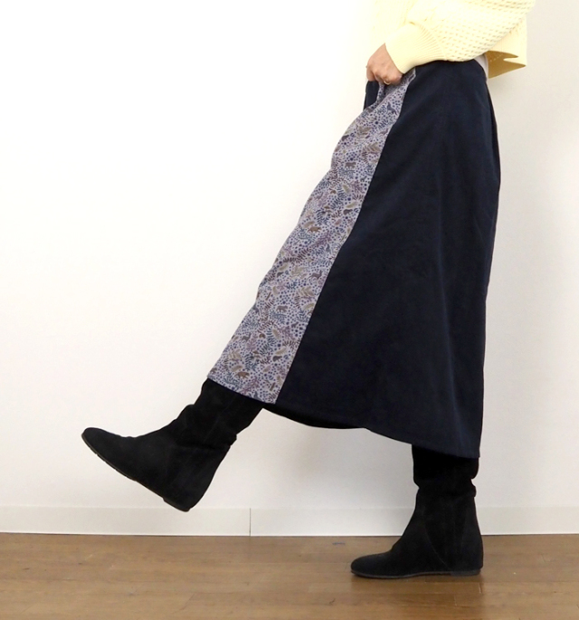 sosotto ソソット リバティプリント 細コールxリバティフェイクラップスカート 