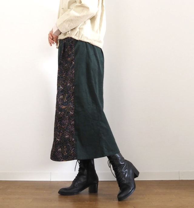 sosotto ソソット リバティプリント 細コールxリバティフェイクラップスカート 