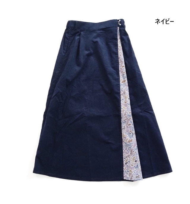 sosotto ソソット リバティプリント 細コールxリバティフェイクラップスカート 