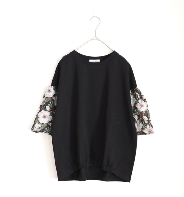 sosotto ソソット Tシャツ LIBERTYシルフローンギャザー袖 プレーティング天竺 レディース