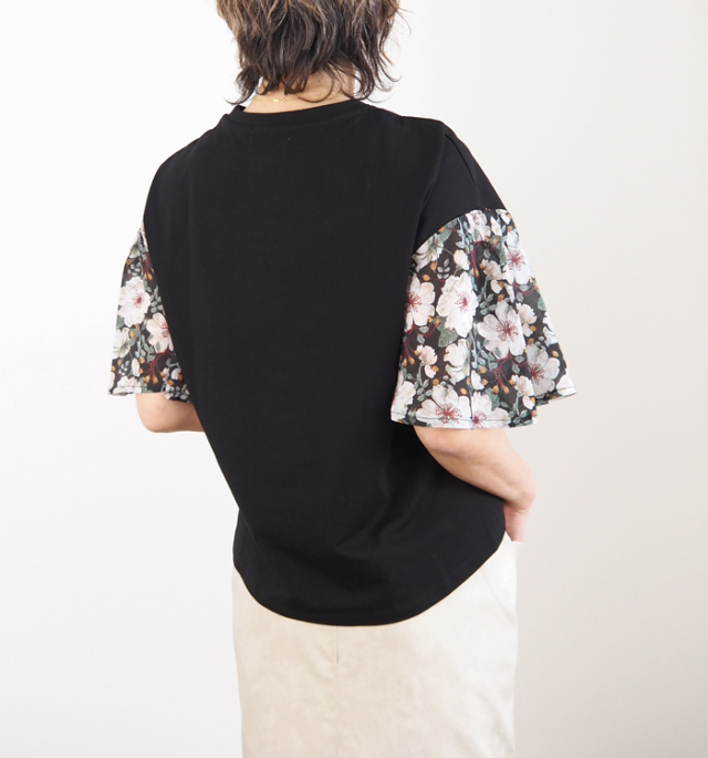 sosotto ソソット Tシャツ LIBERTYシルフローンギャザー袖 プレーティング天竺 レディース