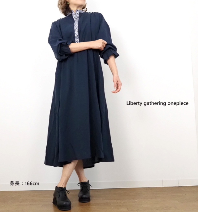 sosotto ソソット LIBERTY部分使いギャザーワンピース