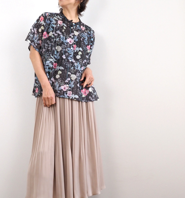 sosotto ソソット ブラウス LIBERTYPRINT ギャザーネック 半袖 レディース