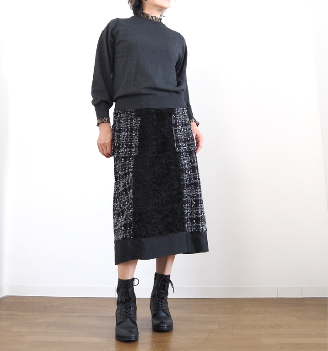 sosotto ソソット LIBERTYタナローンフリル使い コットンカシミアニットプルオーバー