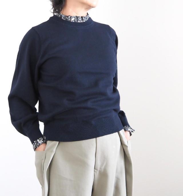 sosotto ソソット LIBERTYタナローンフリル使い コットンカシミアニットプルオーバー