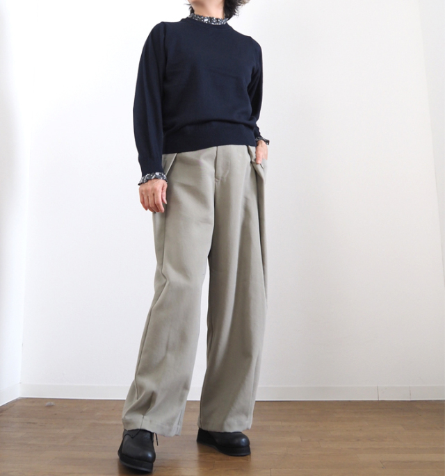sosotto ソソット LIBERTYタナローンフリル使い コットンカシミアニットプルオーバー