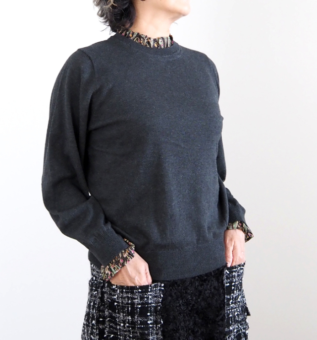 sosotto ソソット LIBERTYタナローンフリル使い コットンカシミアニットプルオーバー