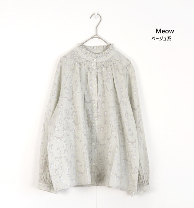 sosotto ソソット ブラウス LIBERTYタナローン フリルカラーシャーリング レディース