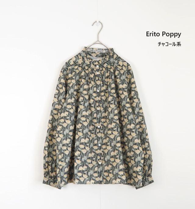 sosotto ソソット ブラウス LIBERTYタナローン フリルカラーシャーリング レディース