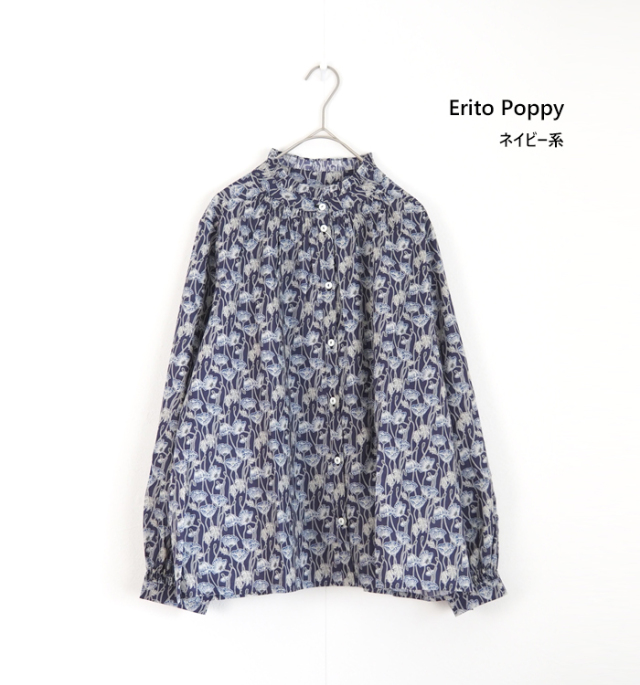 sosotto ソソット ブラウス LIBERTYタナローン フリルカラーシャーリング レディース