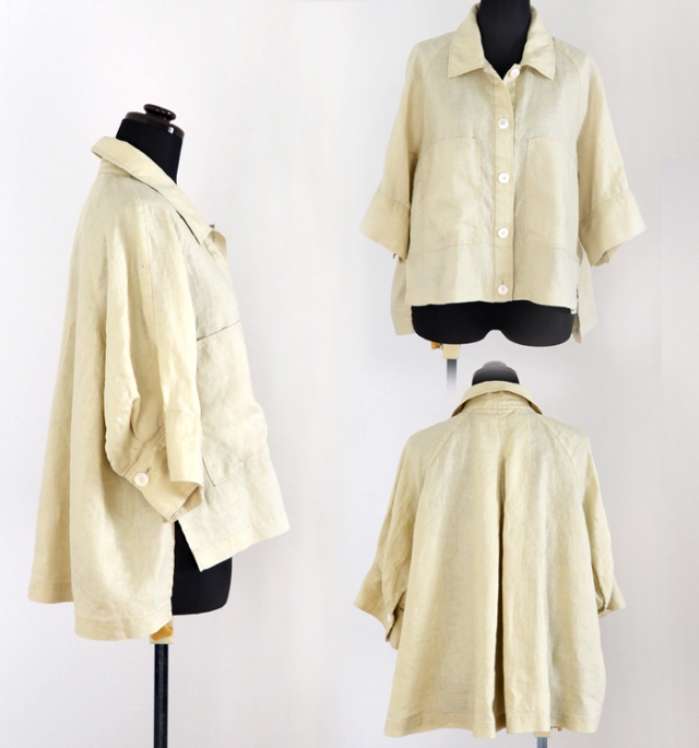 cafune カフネ 5分袖シャツ フレンチリネン ショート丈 レディース