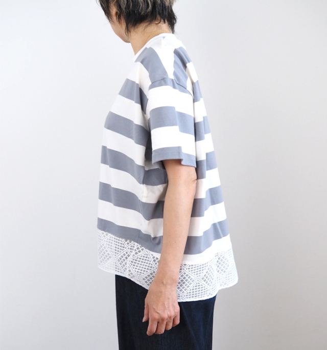 14SS レースボーダーカットソー 日本製］レースデザインボーダーカットソー | GIANNI LO GIUDICE(Women