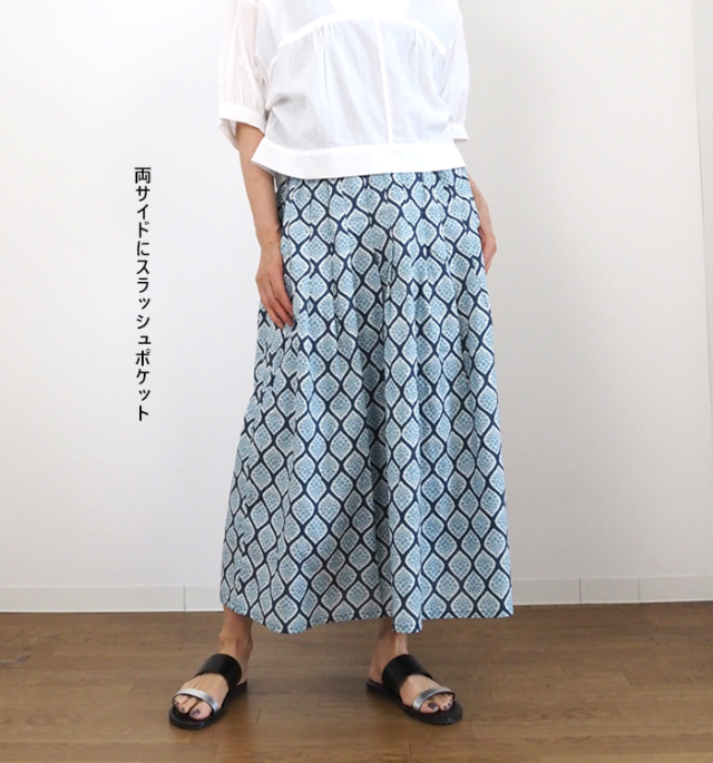 sosotto ソソット カスミソウプリント タックロングスカート オリジナルPT