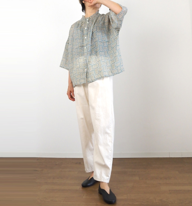 sosotto ソソット LIBERTYシルフローン 2wayギャザーブラウス 6分袖