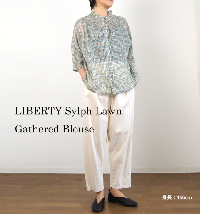 sosotto ソソット LIBERTYシルフローン 2wayギャザーブラウス 6分袖