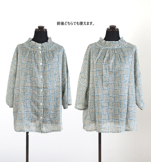 sosotto ソソット LIBERTYシルフローン 2wayギャザーブラウス 6分袖