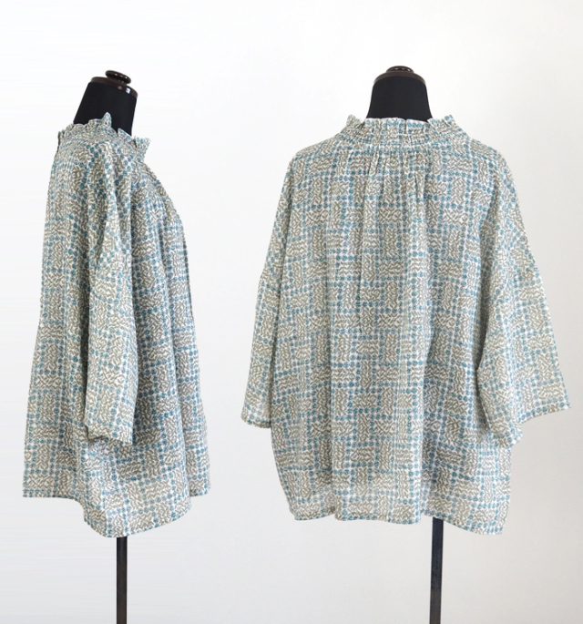sosotto ソソット LIBERTYシルフローン 2wayギャザーブラウス 6分袖
