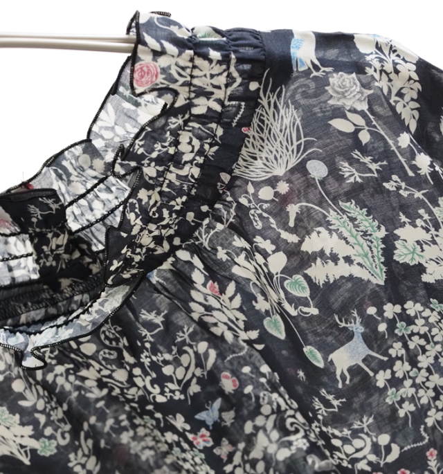 sosotto ソソット LIBERTYシルフローン 2wayギャザーブラウス 6分袖