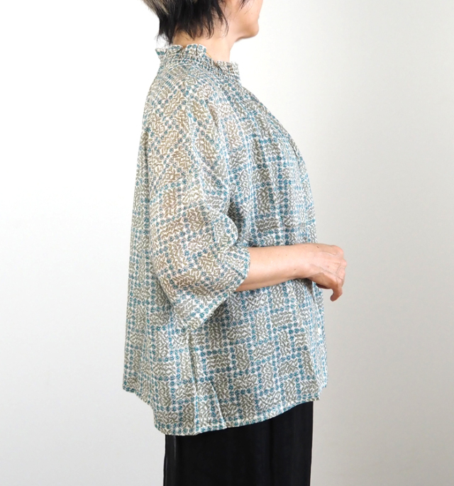 sosotto ソソット LIBERTYシルフローン 2wayギャザーブラウス 6分袖