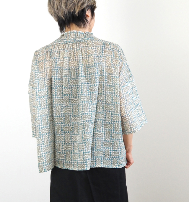 sosotto ソソット LIBERTYシルフローン 2wayギャザーブラウス 6分袖