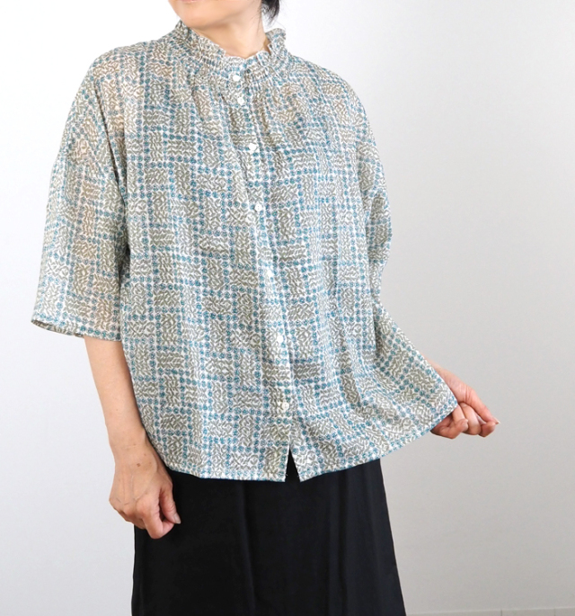 sosotto ソソット LIBERTYシルフローン 2wayギャザーブラウス 6分袖