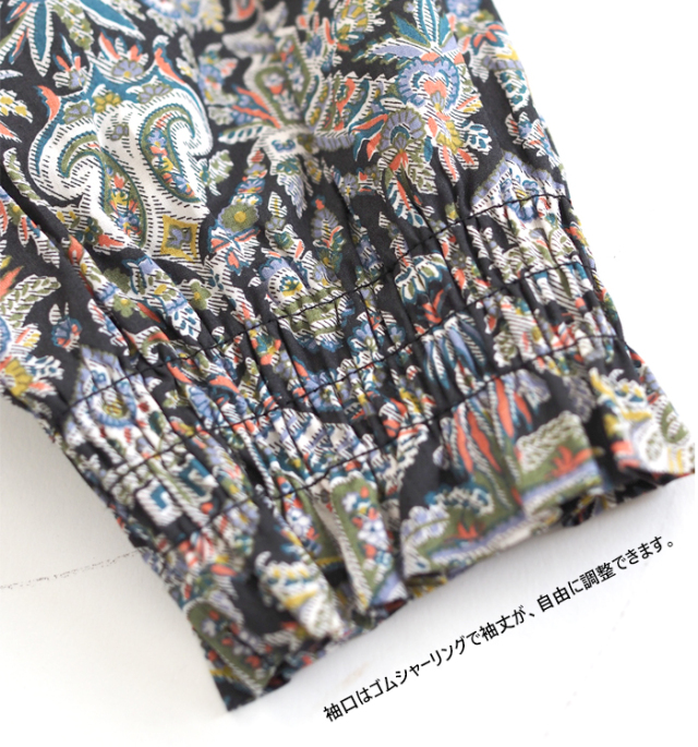 sosotto ソソット LIBERTYタナローン 長袖スタンドカラーギャザーワンピース