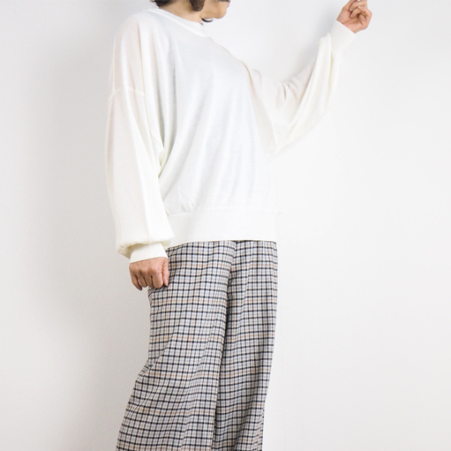 MIDIUMISOLID ミディウミソリッド クルーネック ウォッシャブル プルオーバーニット レディース