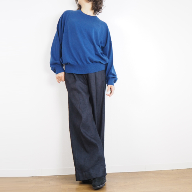 MIDIUMISOLID ミディウミソリッド クルーネック ウォッシャブル プルオーバーニット レディース