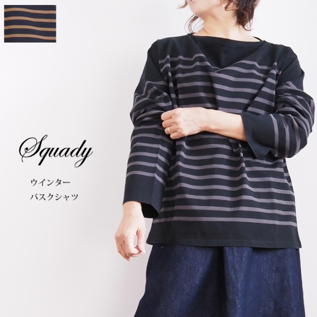 プルオーバークルーネックカットソー チドリ柄 Squady スカディ レディース Squady スカディ プルオーバークルーネックカットソー チドリ柄