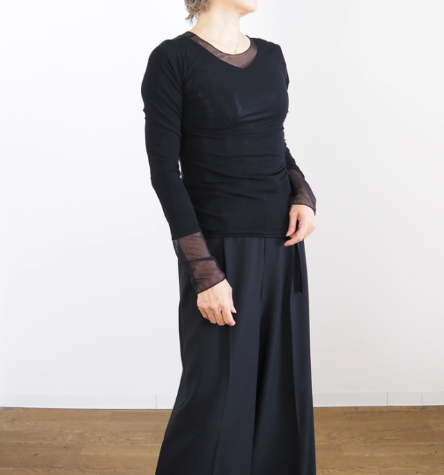 CYNICAL シニカル ラウンドネックプルオーバー チュールレイヤード レディース