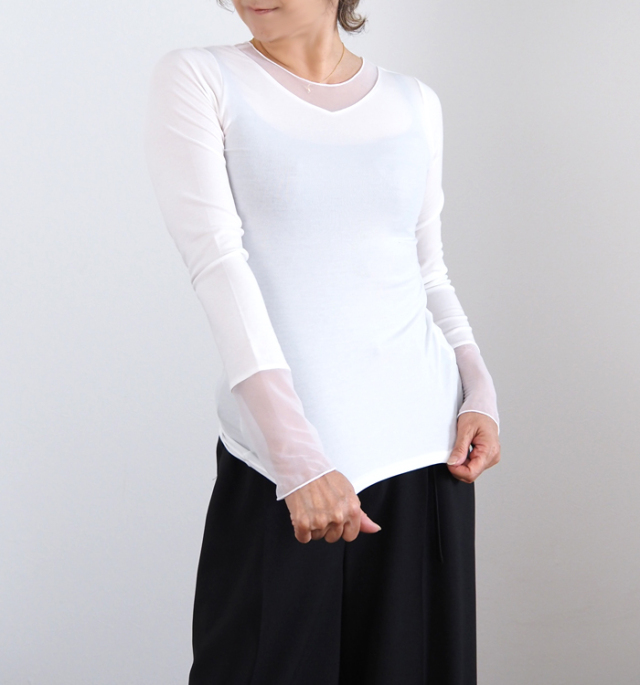 CYNICAL シニカル ラウンドネックプルオーバー チュールレイヤード レディース