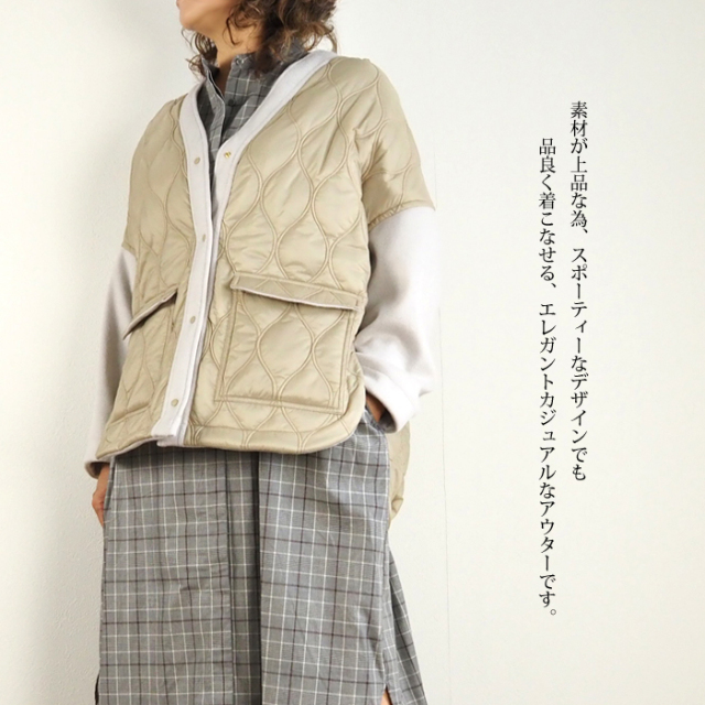 Squady スカディ キルティングジャケット メルトンウールドッキング レディース