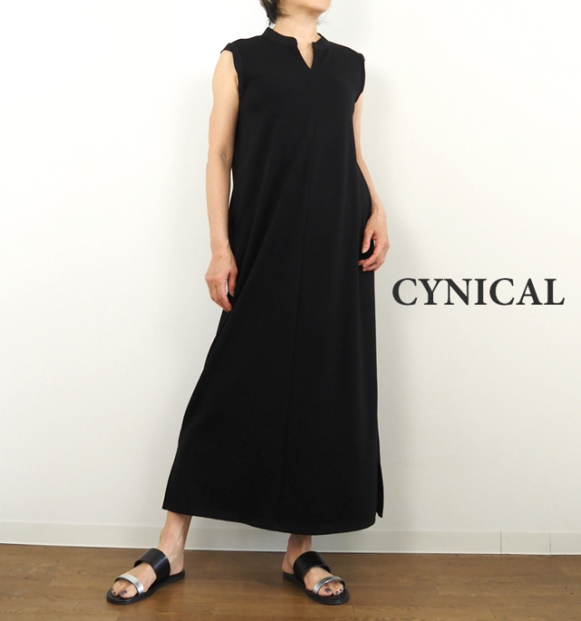 CYNICAL シニカル キーネックロングワンピース リブストレッチ