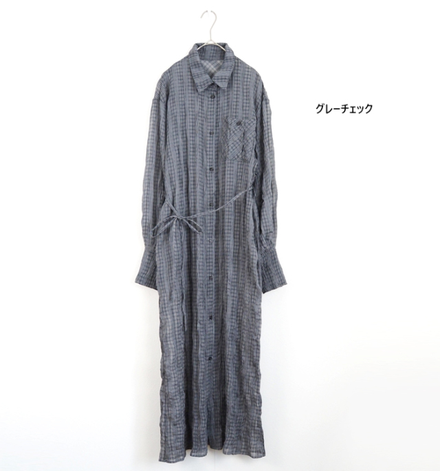 CYNICAL シニカル シアー素材チェックシャツロングワンピース
