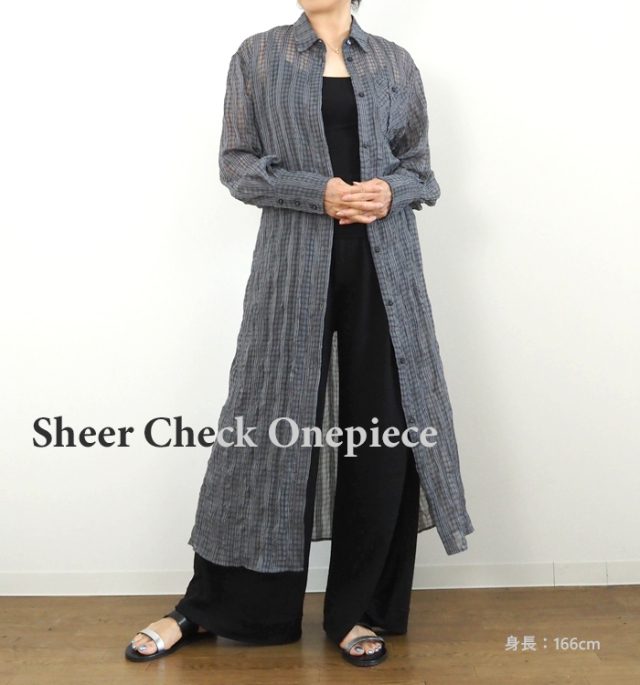 CYNICAL シニカル シアー素材チェックシャツロングワンピース