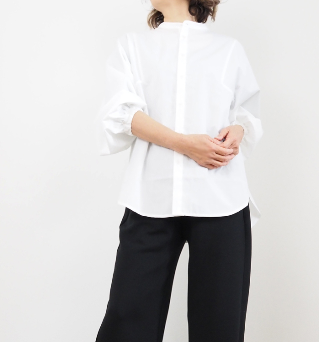 NARU factory ナルファクトリー シャツ 袖ボリューム 近江晒50sブロード レディース