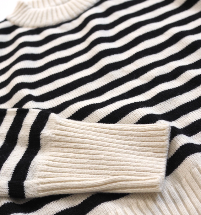 NARU ナルファクトリー エアヤーンコットンボーダー コモドニット レディース ウォッシャブル