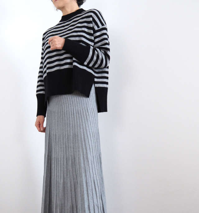 NARU ナルファクトリー エアヤーンコットンボーダー コモドニット レディース ウォッシャブル