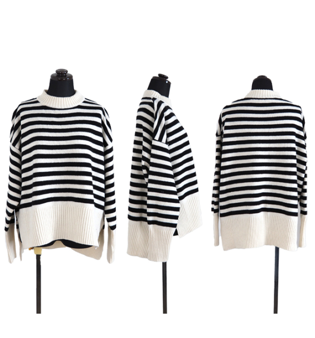 NARU ナルファクトリー エアヤーンコットンボーダー コモドニット レディース ウォッシャブル