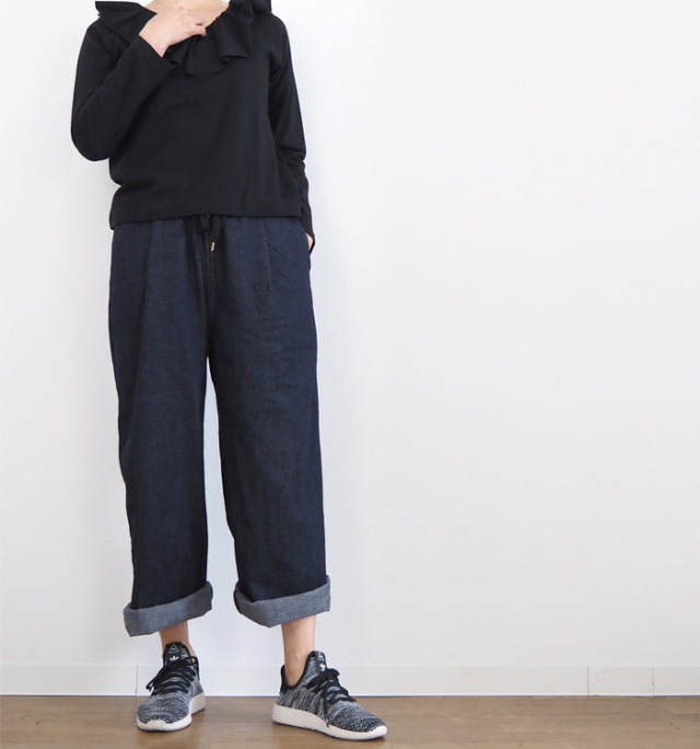 NARU factory ナルファクトリー イージーパンツ 8オンスムラデニム レディース