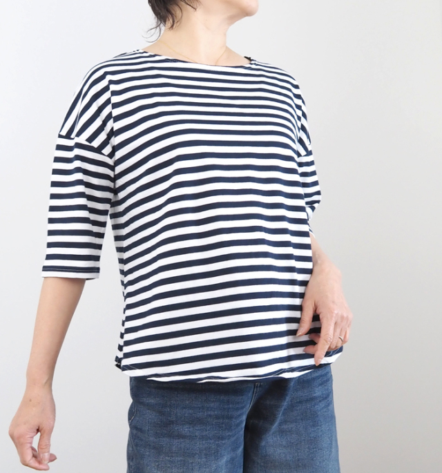 NARU factory ナルファクトリー ボーダーTシャツ ラウンドネック レディース