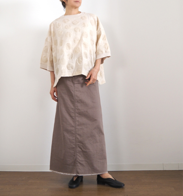 NARU ナルファクトリー 綿麻塩縮ワイドTシャツ 662821BF